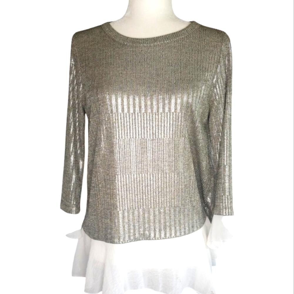 Kim & Cami Shimmering Gold Top with White Layer